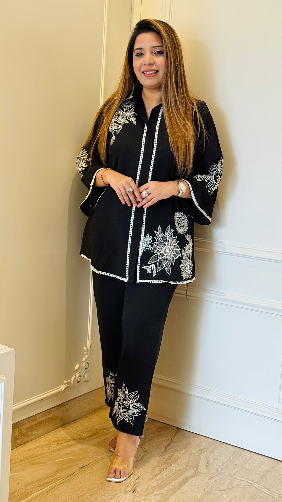 Aveline Applique Cordset - Yellow, Black