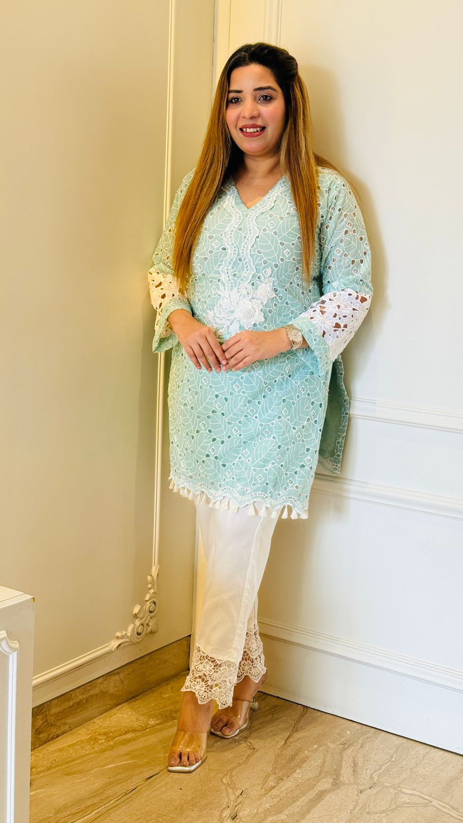 Noor Schiffli Cordset- Yellow, Blue