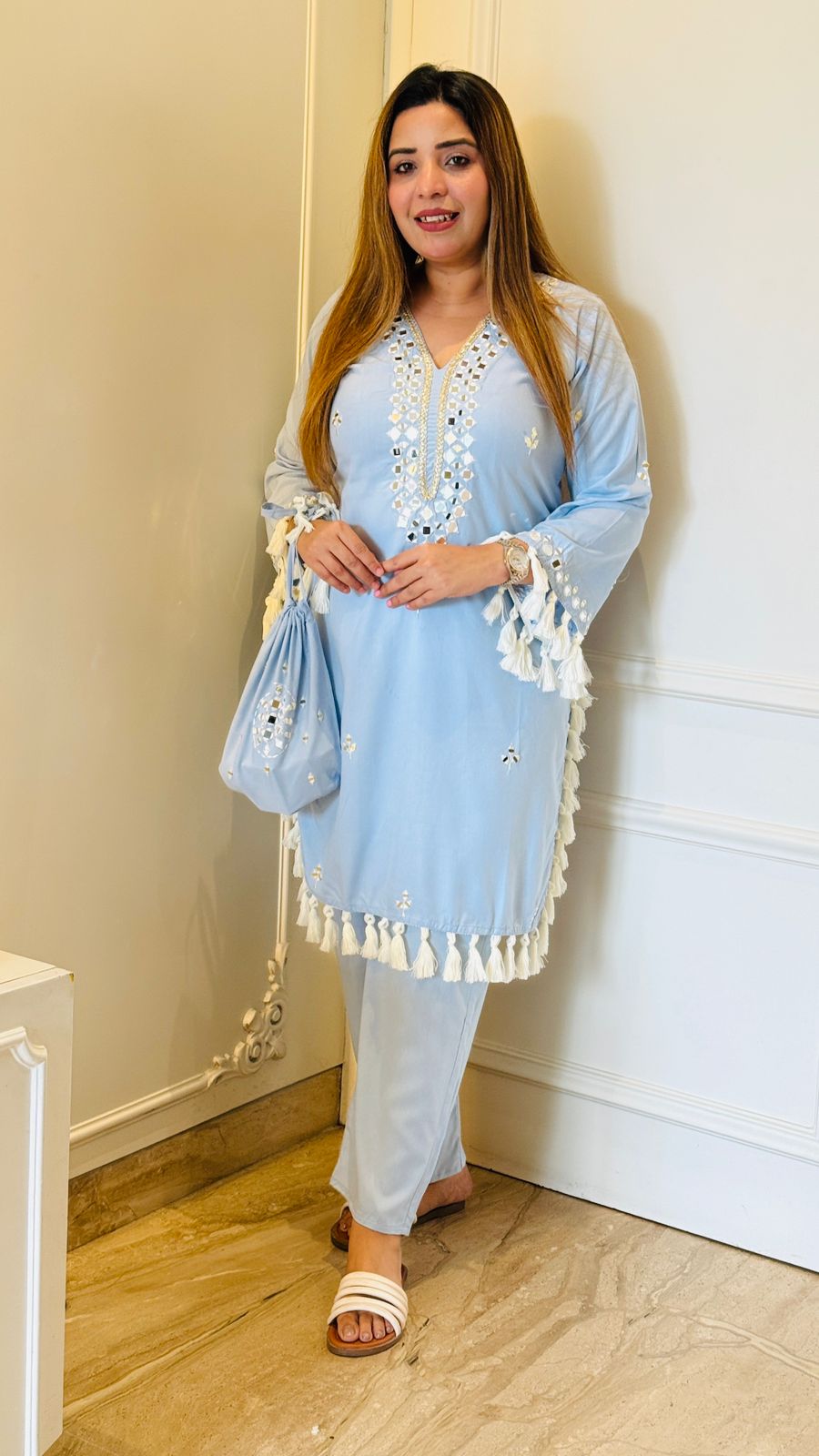 Tara Cotton Cordset- Blue