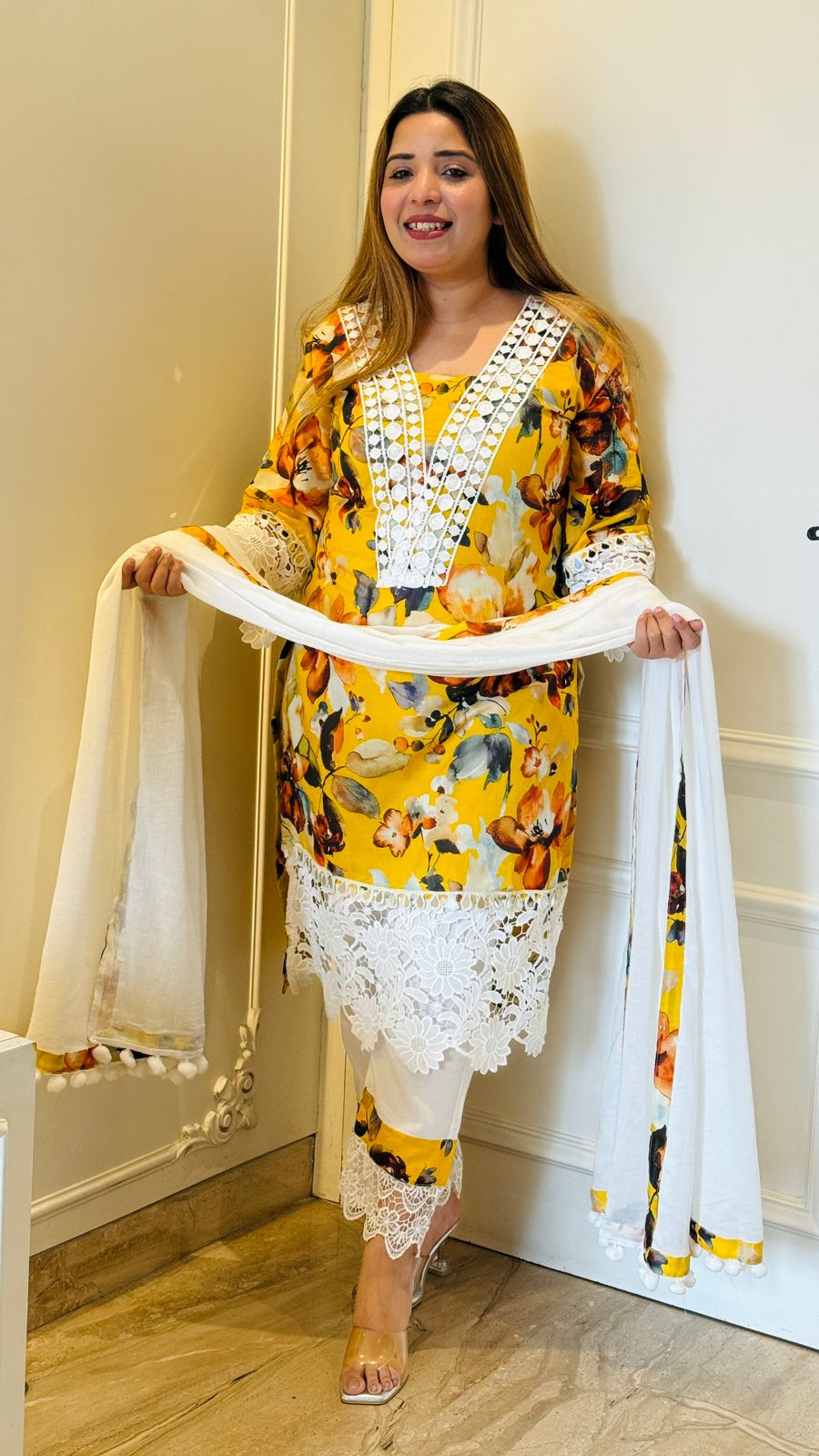 Zoya Cotton Elegance Suit Set- Yellow