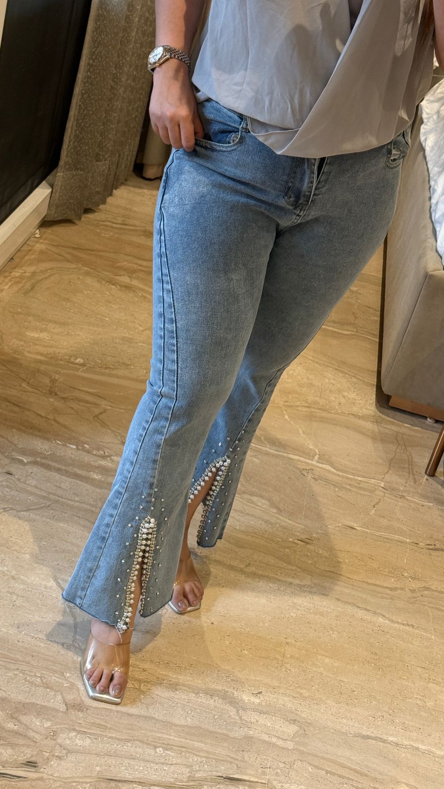 Stretch Stone Denim Jeans