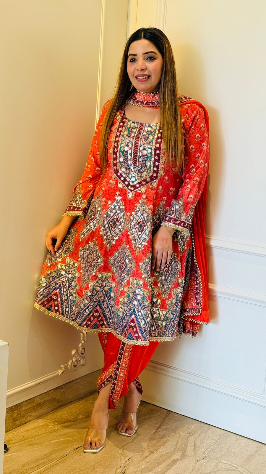 Noor Peplum Set- Orange