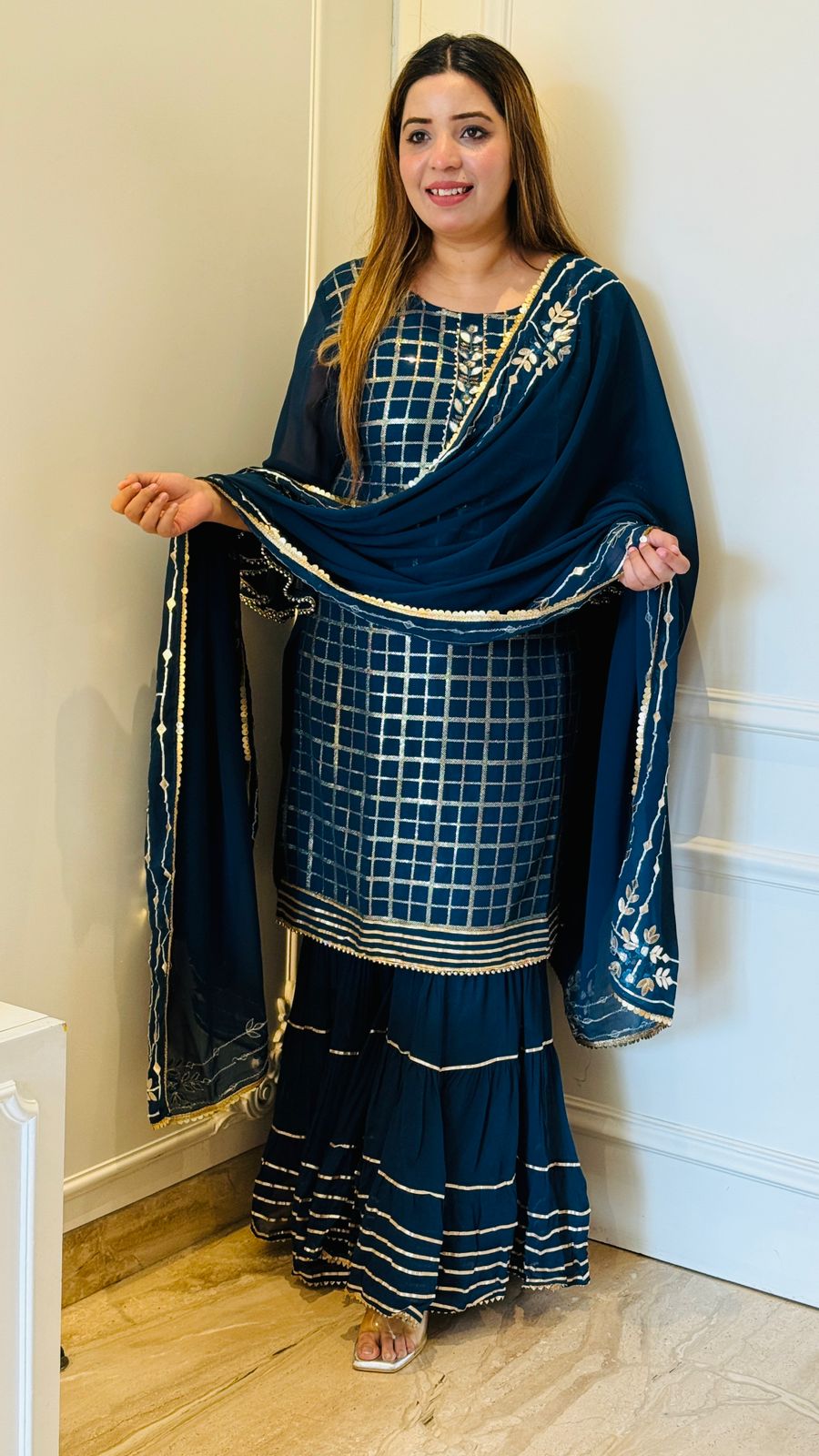 Zehra Sharara Set- Blue, Purple