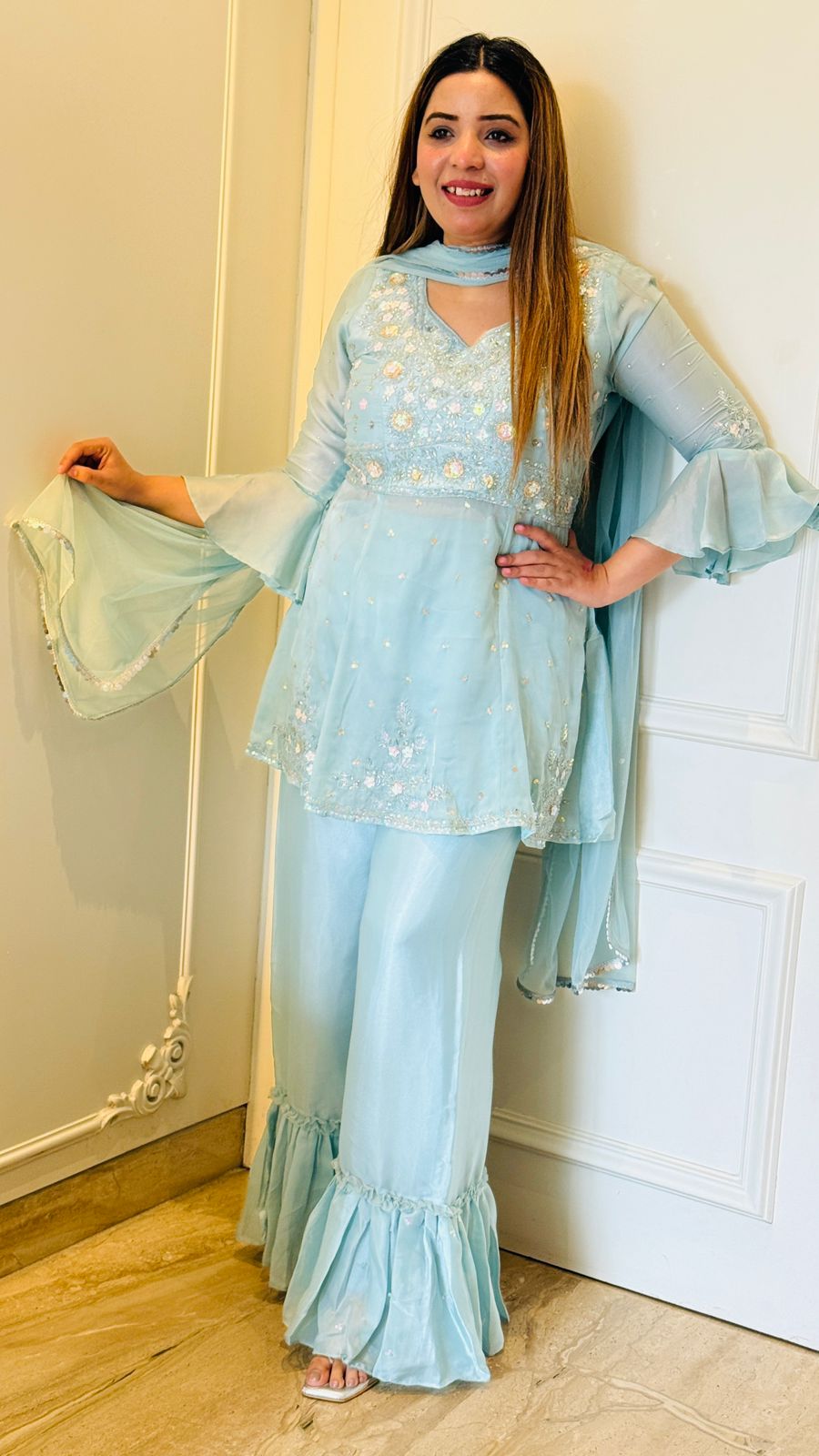 Elegant Georgette Peplum Set