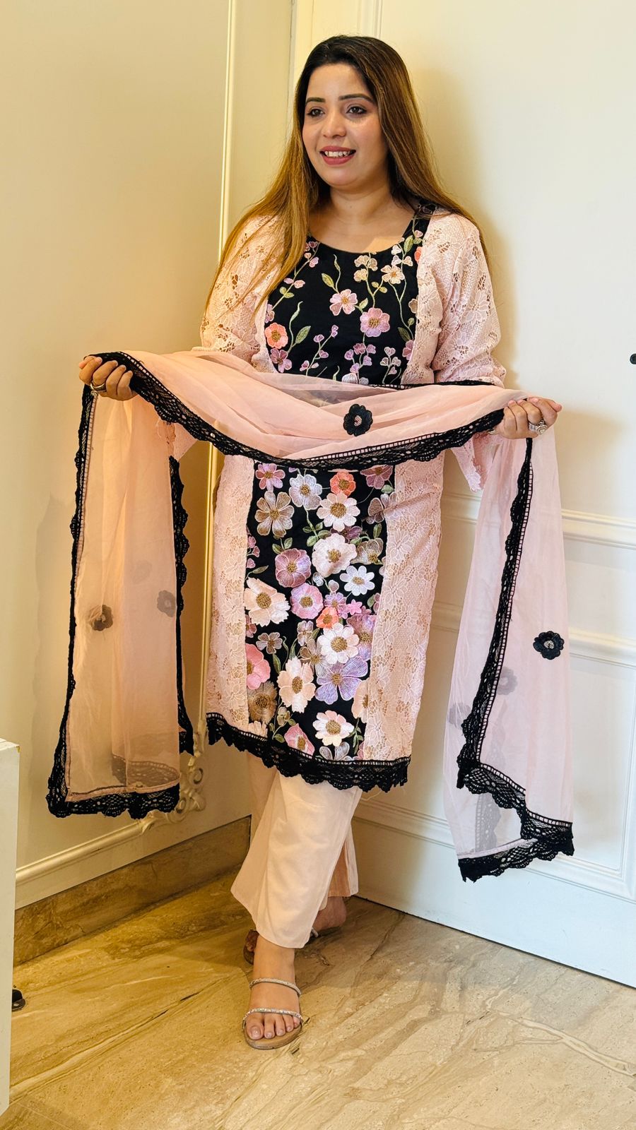 Aarvi  Cotton Ensemble- Pink