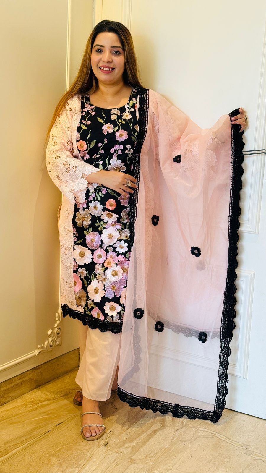 Aarvi  Cotton Ensemble- Pink