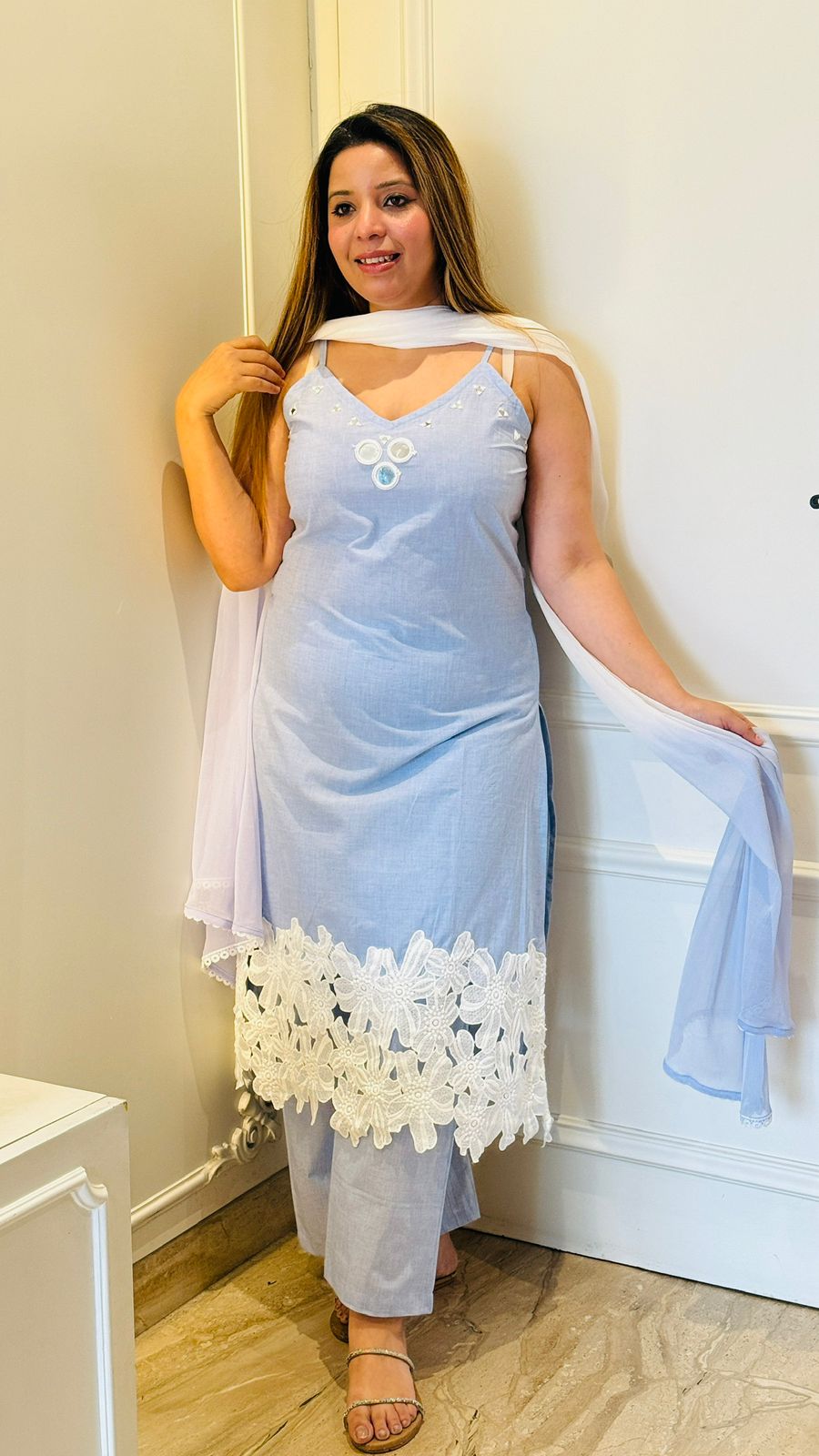 Strappy Lace Suit- Blue