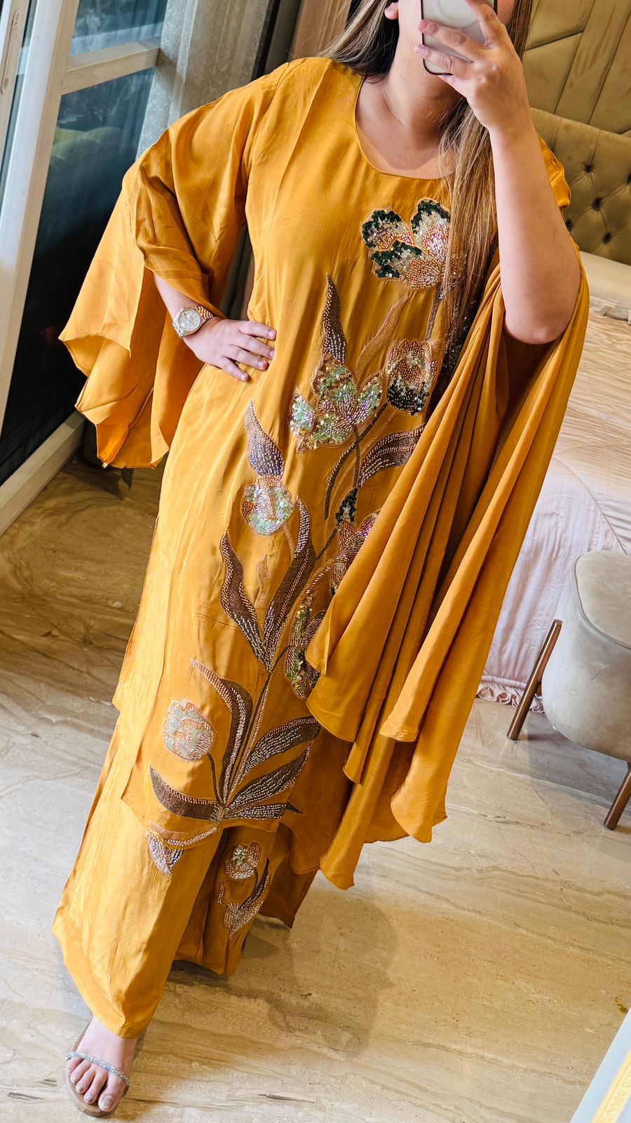 Myra Indo-Western Set- Mustard