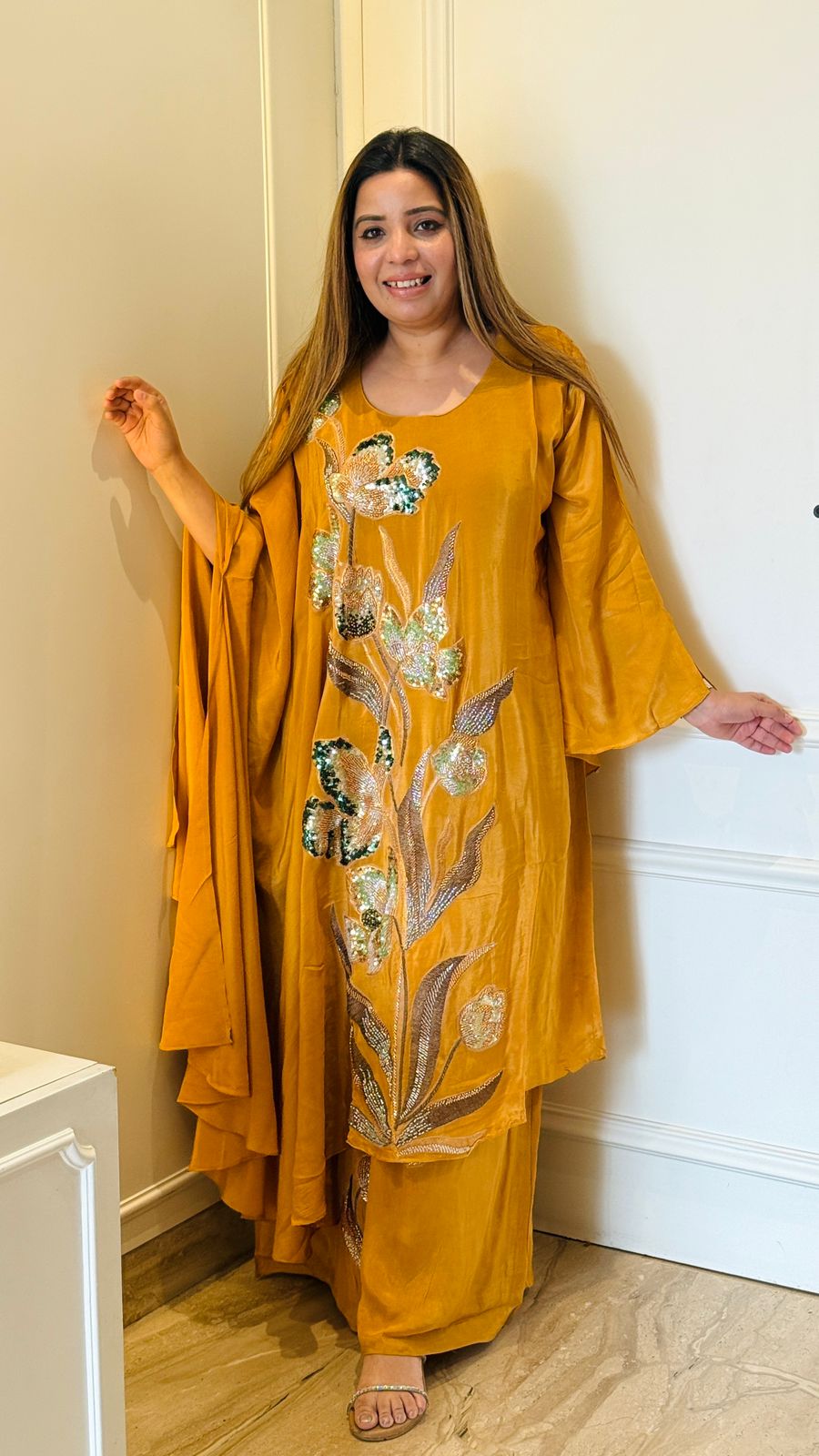 Myra Indo-Western Set- Mustard