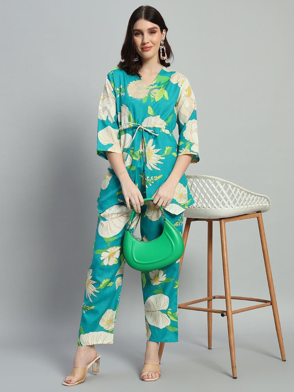 Naira Kaftan with Bottom- Blue