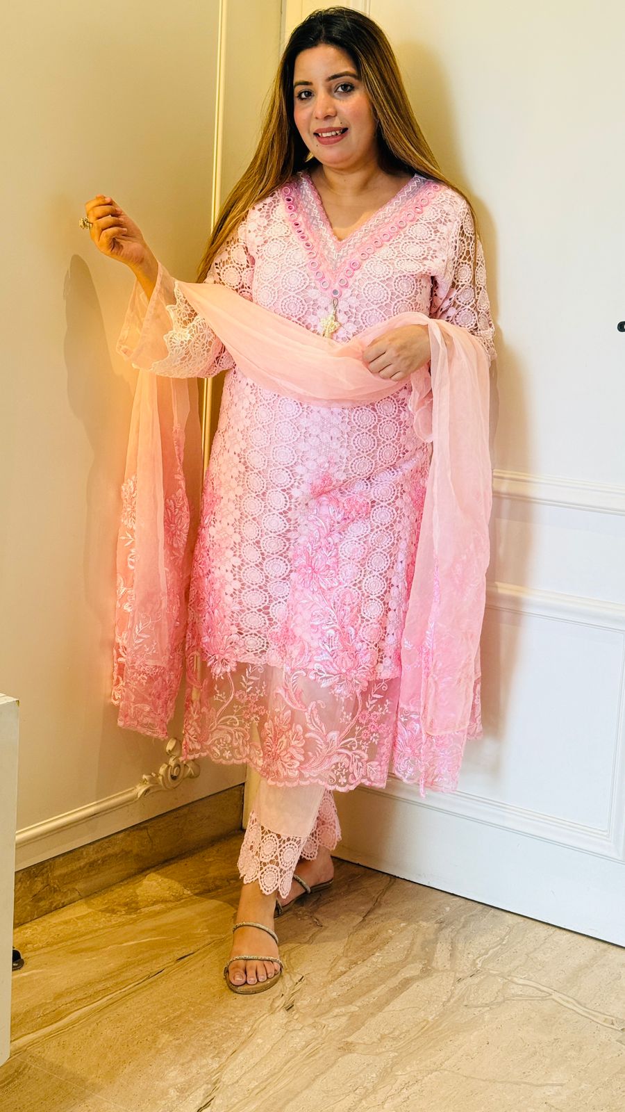 Kalvya Kroshia Suit Set- Pink