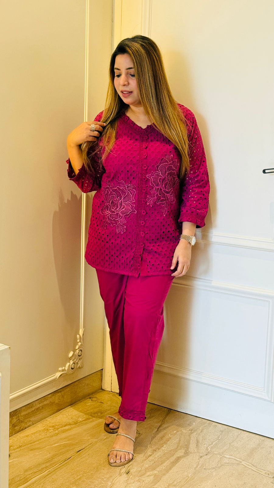 Venyra Cotton Cordset- Red