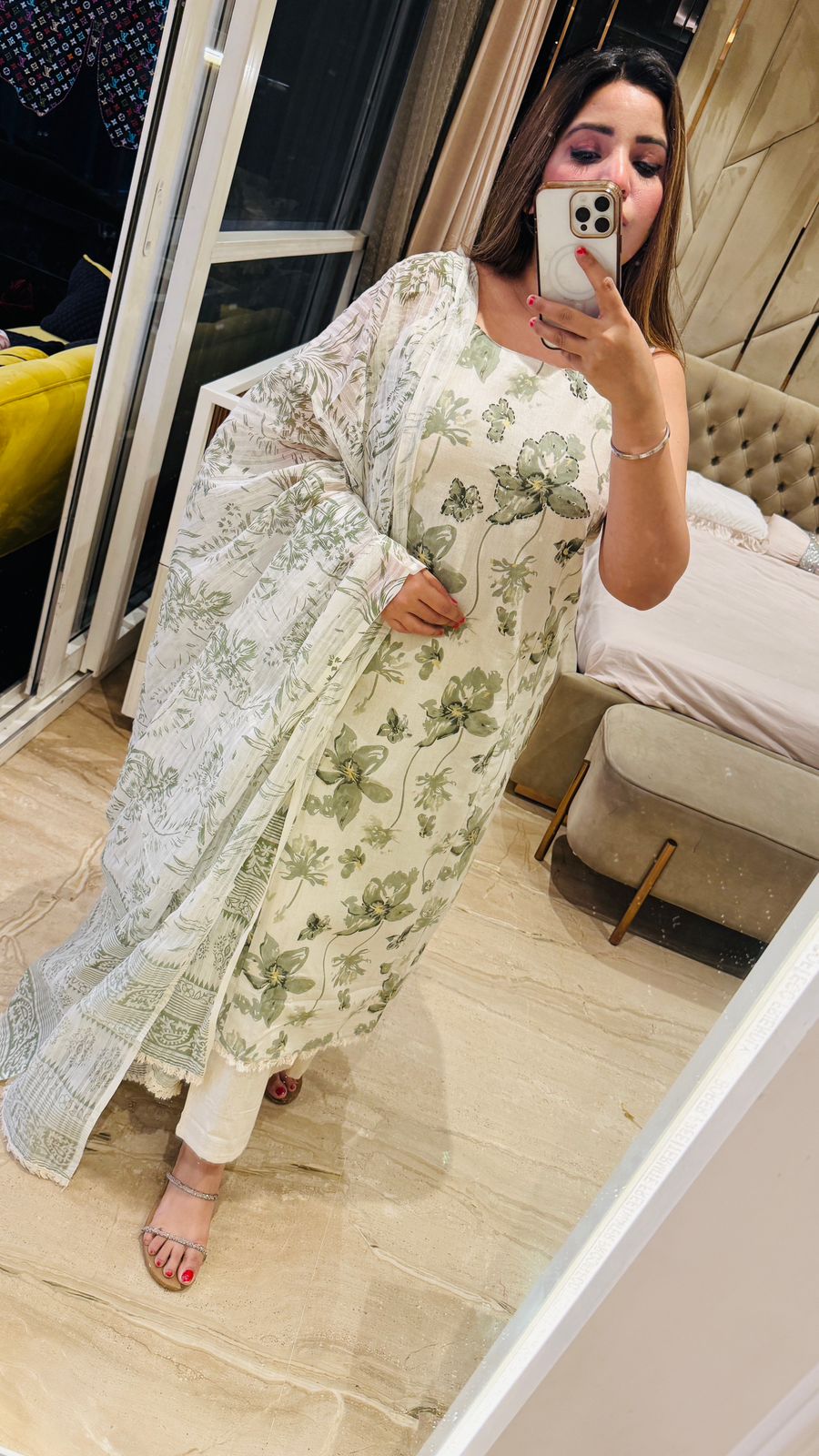 Kavya Cotton Suit Set- Brown, Blue, Pink, Green