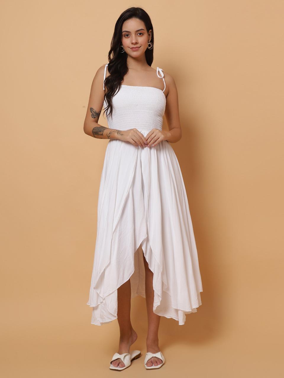 Myra Tail-Cut Dress- Black, White