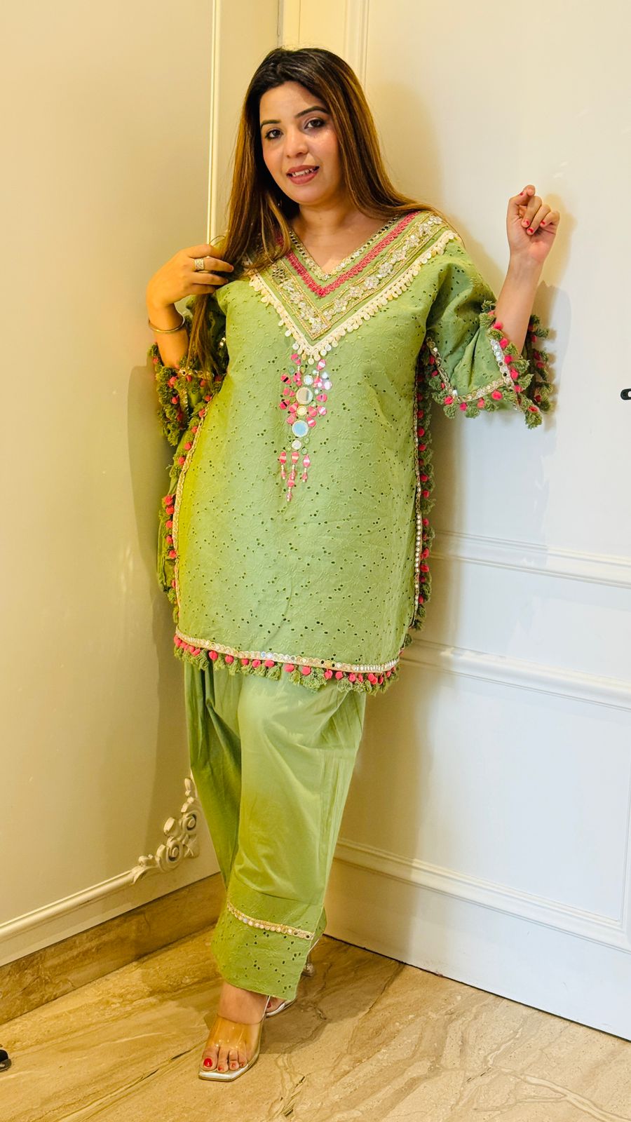 Noor Cordset- Beige, Green