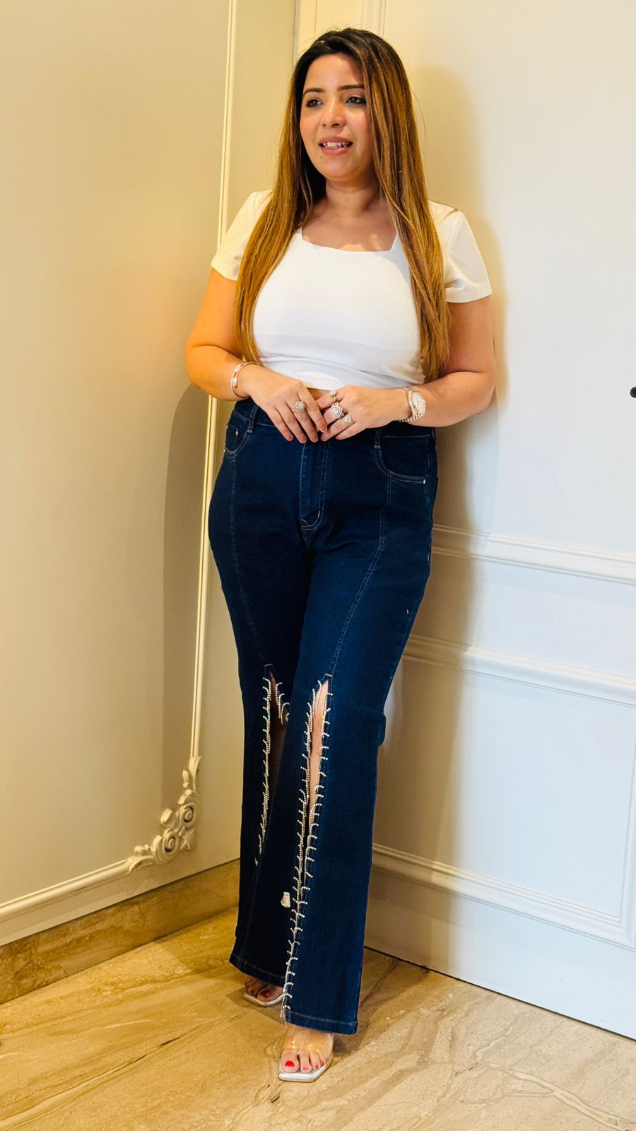 Crystal Curve Denim- Blue, Navy