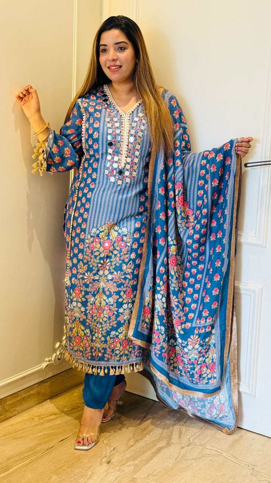 Zunaira Mirror Suit - Blue, Pink