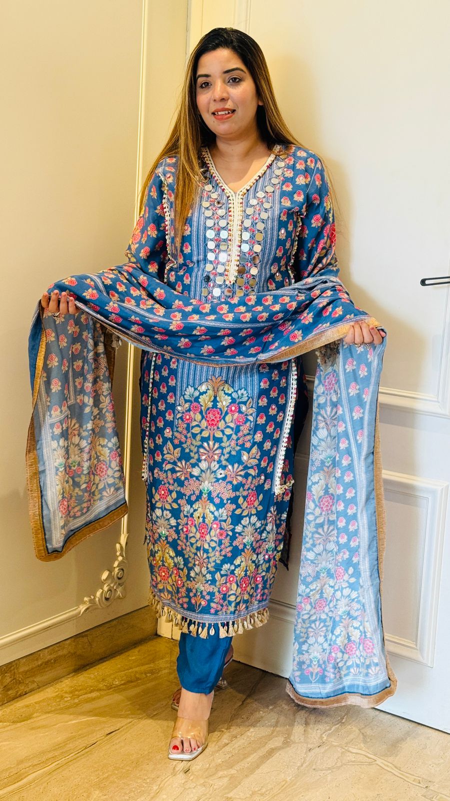 Zunaira Mirror Suit - Blue, Pink