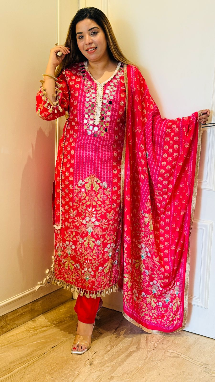 Zunaira Mirror Suit - Blue, Pink