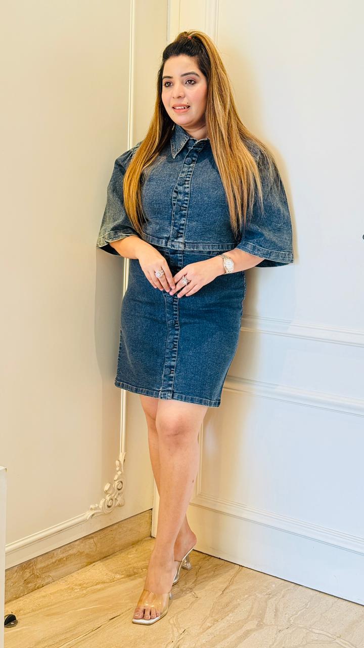 Riya Denim Co-Ord Set- Blue