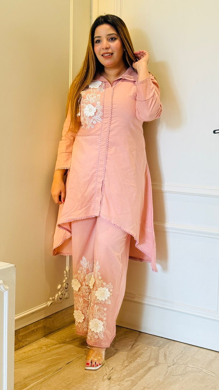 Naira High-Low Cordset- Pink