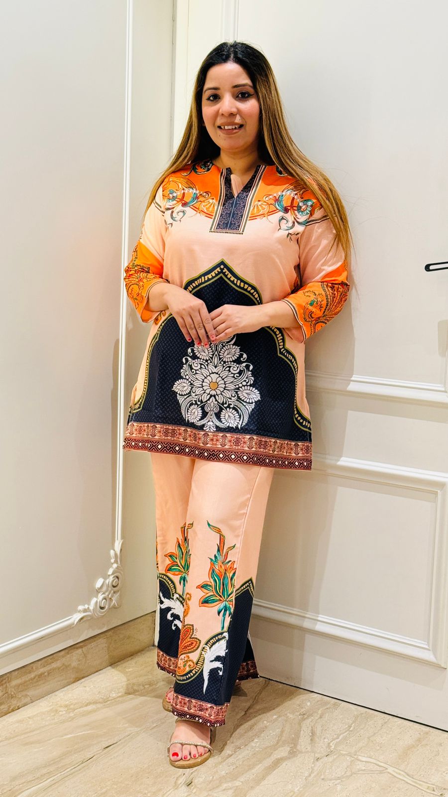 Zayna Printed Set- Orange