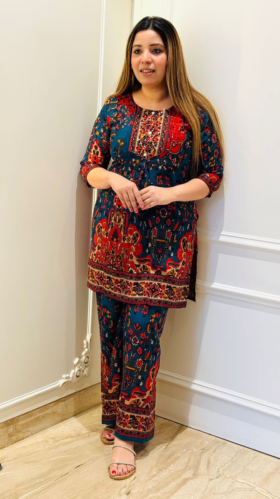 Naaz Dobby Suit- Blue