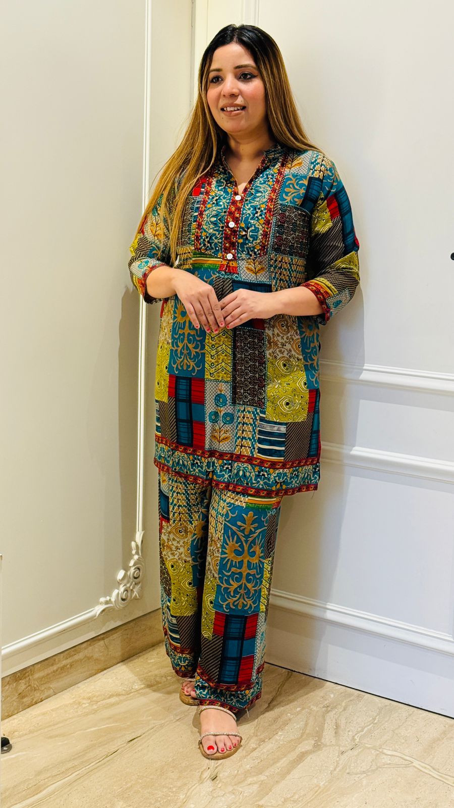 Siya Dobby Kali Set- Green, Yellow