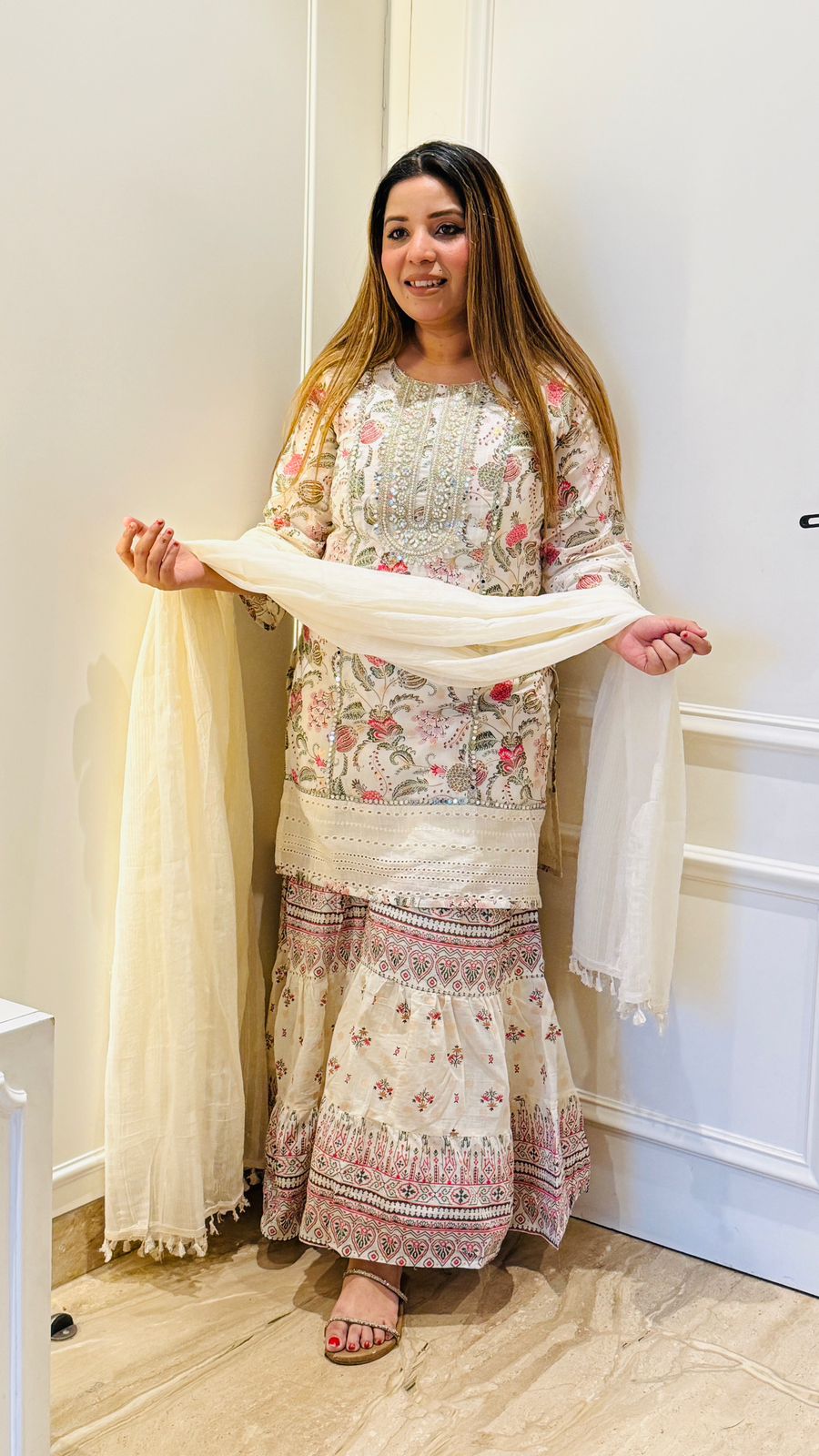 Aafreen Sharara Set- Pink