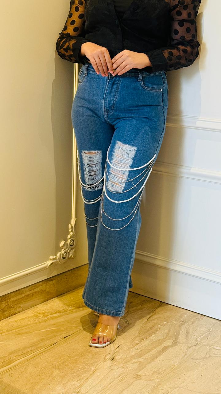 Celeste Stone Jeans- Navy, Blue