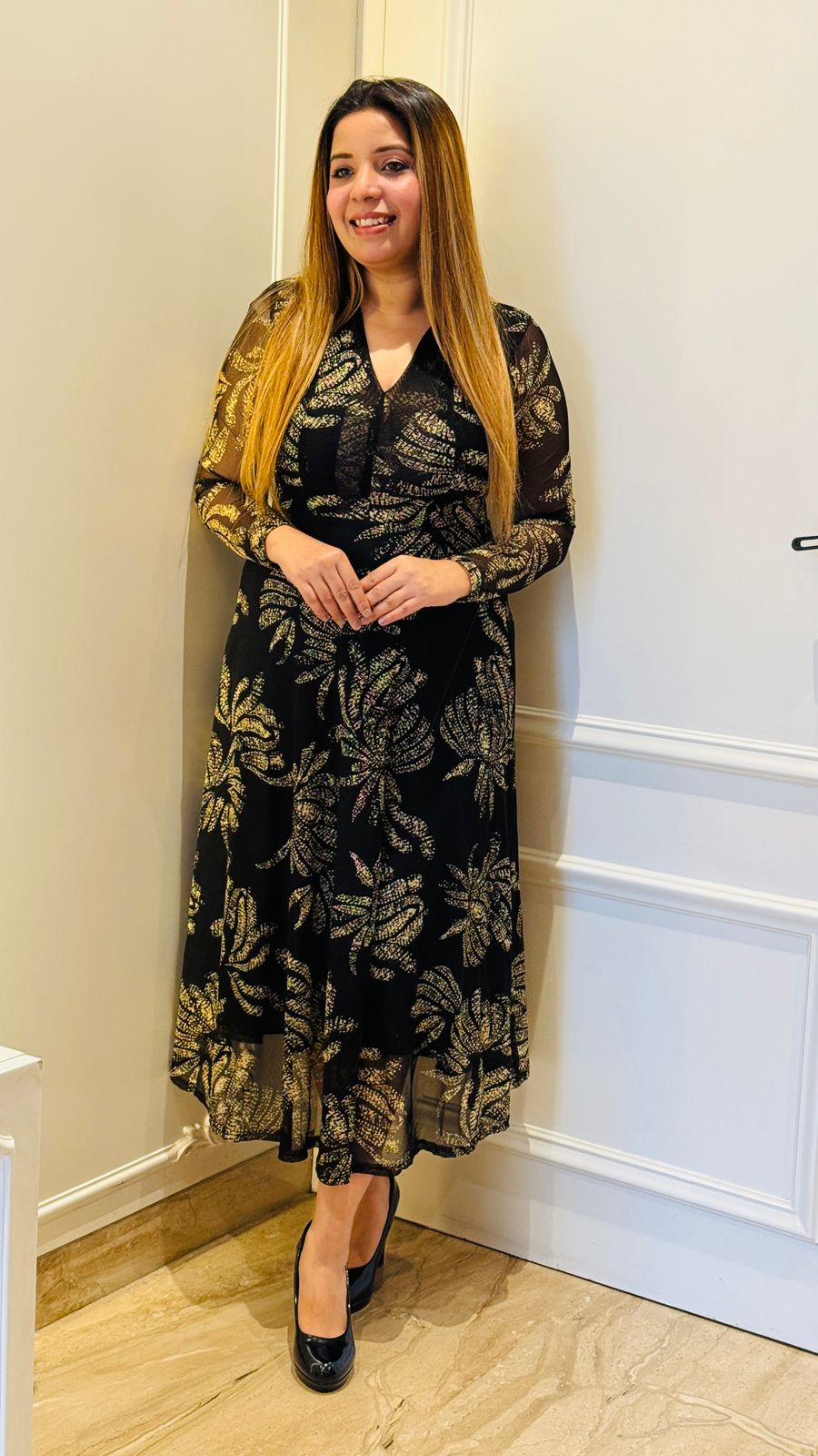 Reyna Net Dress- Beige, Red, Gray