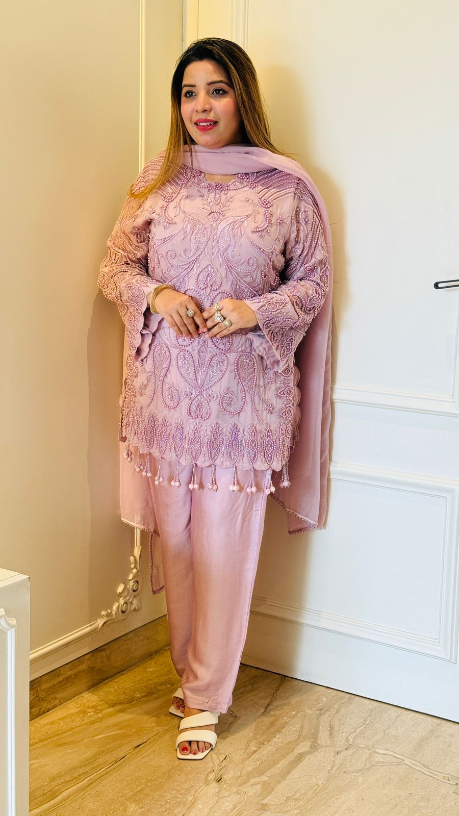 Noorani Suit Set- Blue, Purple