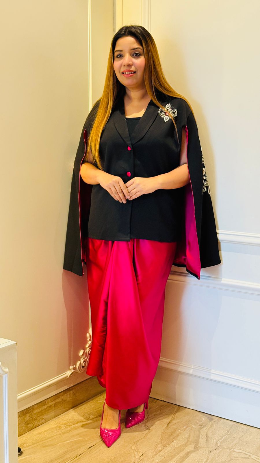 Saira Indo-Western Dress- Green, Red, Blue