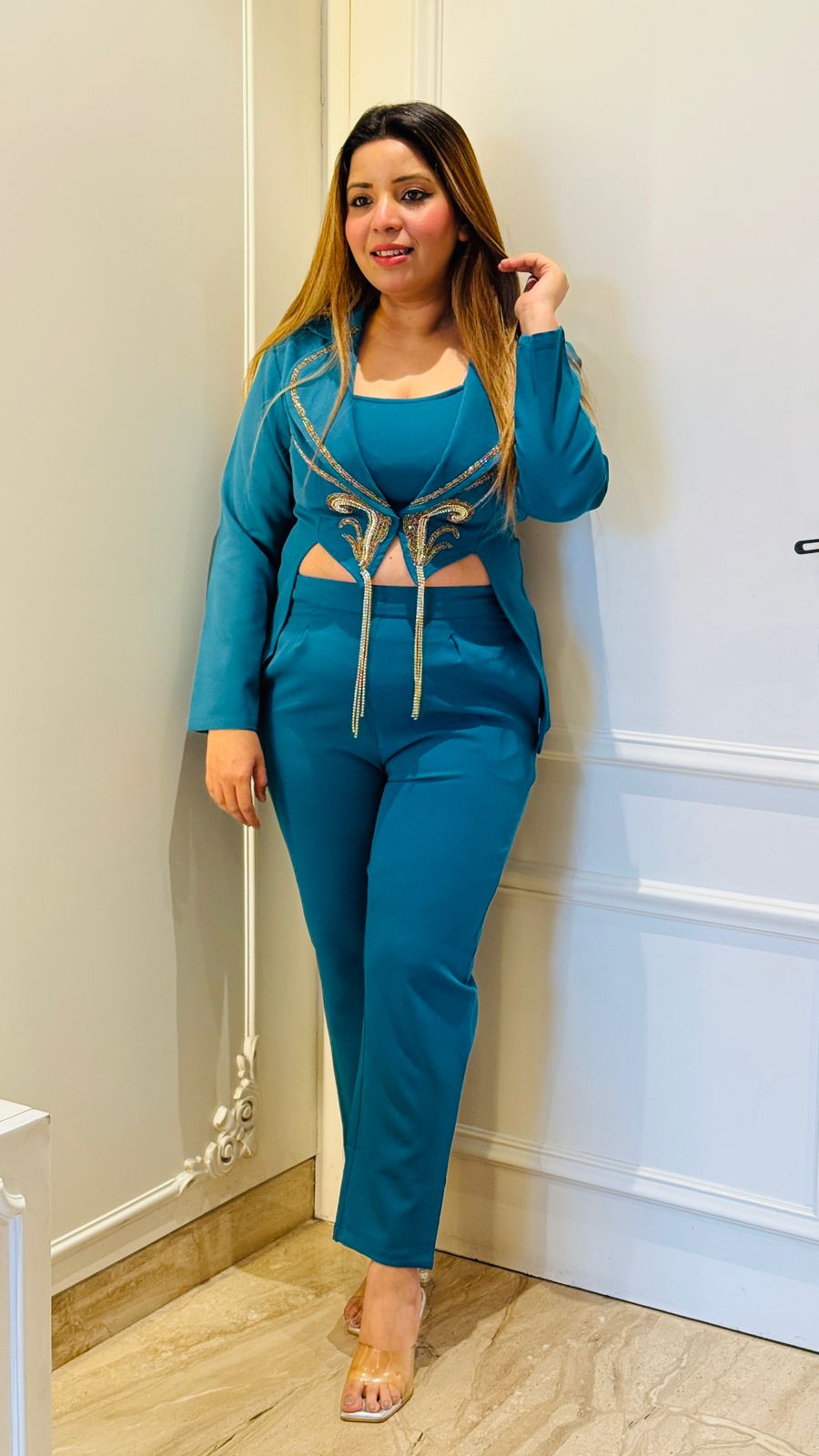 Ivana 3PC Blazer Set- Black, Blue, White, Pink