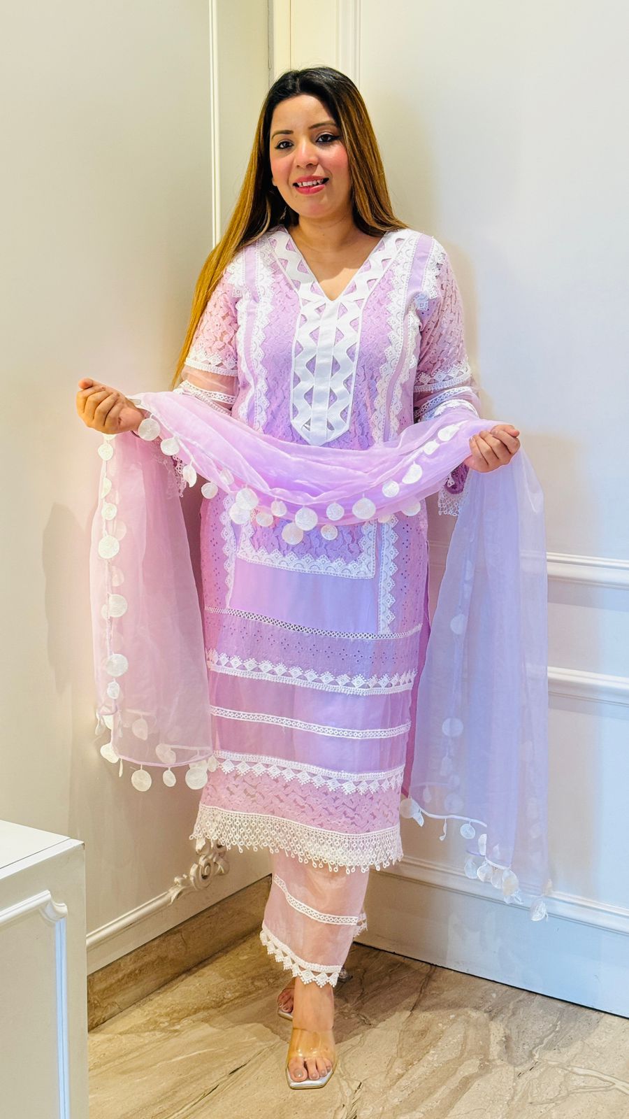 Inaara Organza Suit- Purple