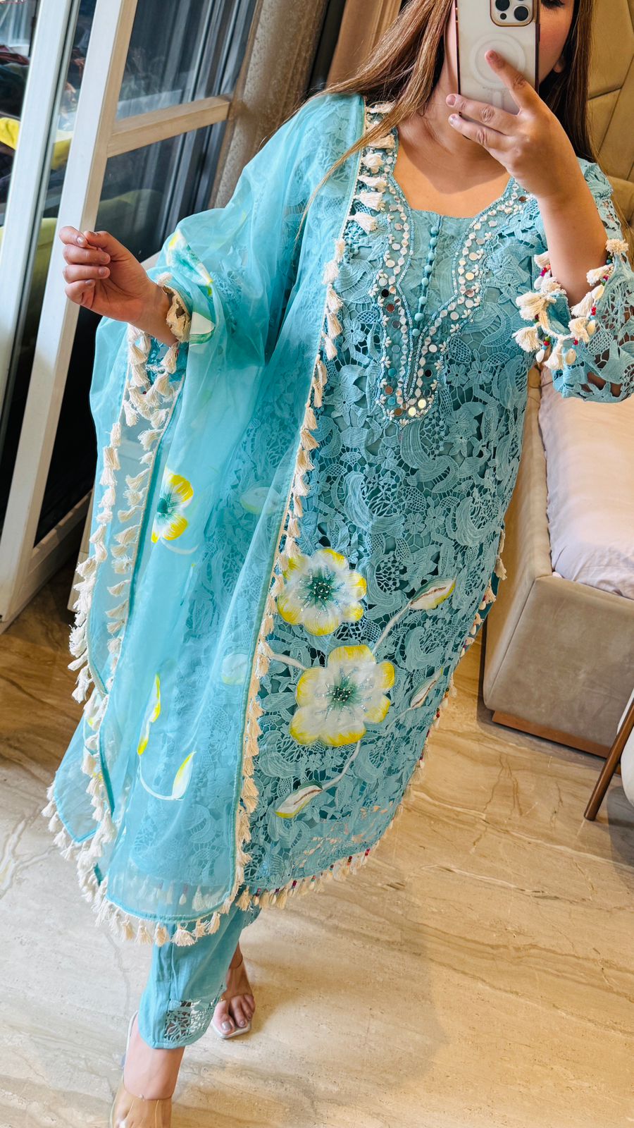 Ishara Handwork Suit- Blue