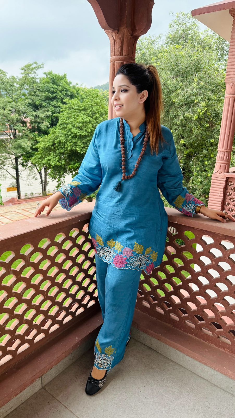 Nyaira Silk Cordset- Yellow, Blue