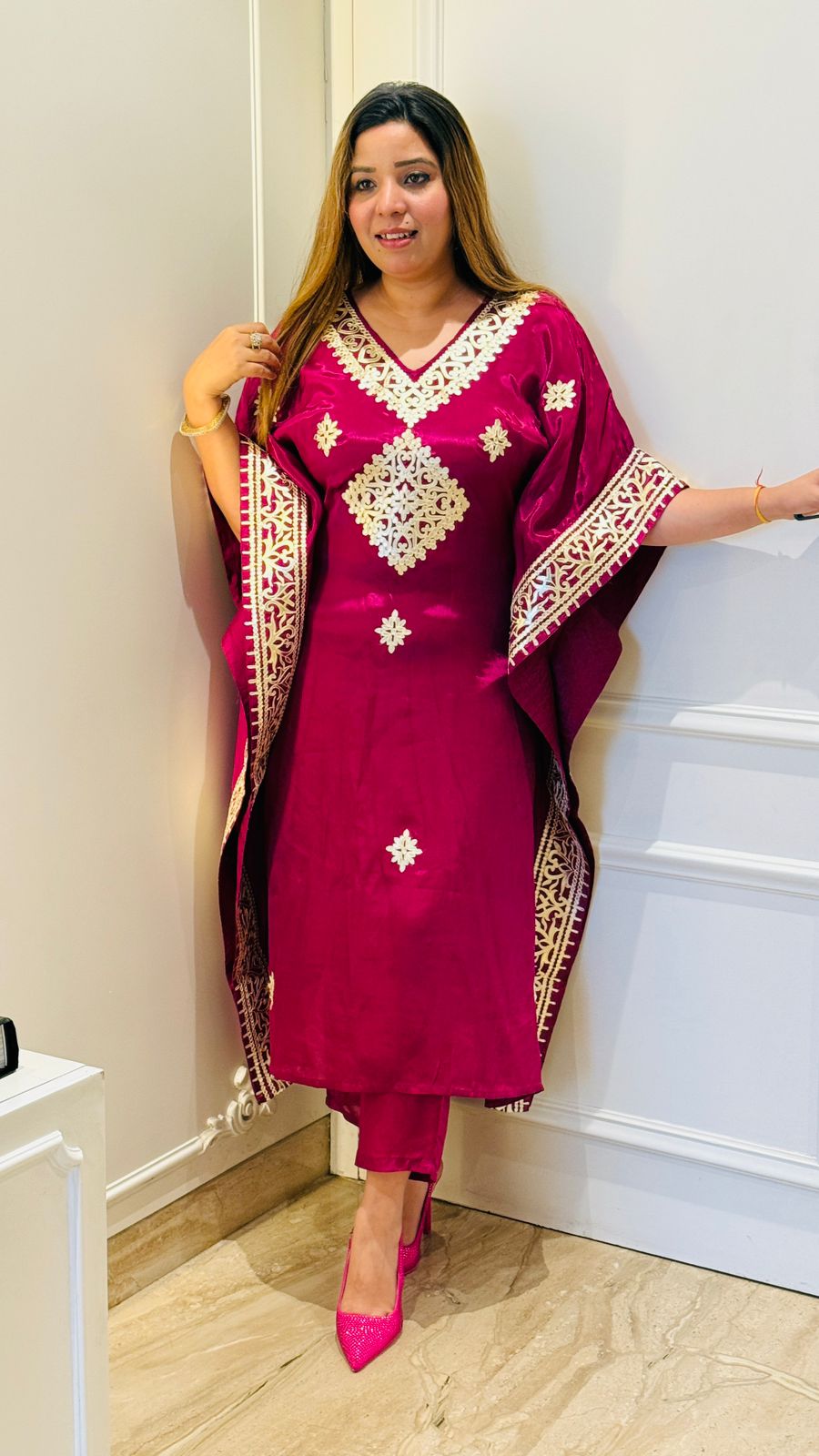 Noorani Kaftan Set Pink, Purple