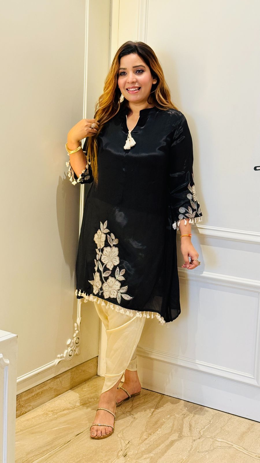 Mehar Crape Set- Black, Yellow, Pink, Red, Purple