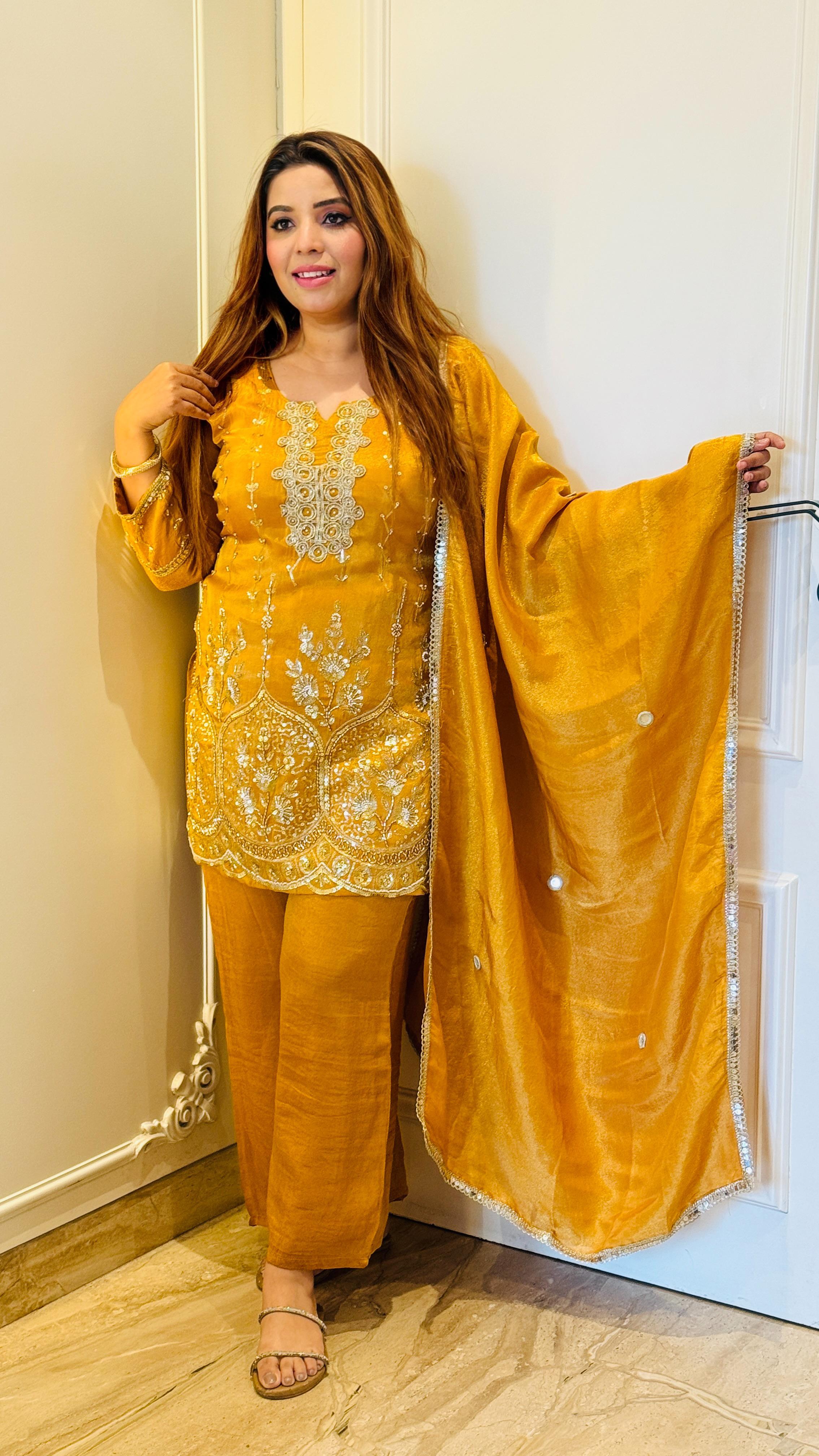 Ziya Suit Set- Yellow, Pink