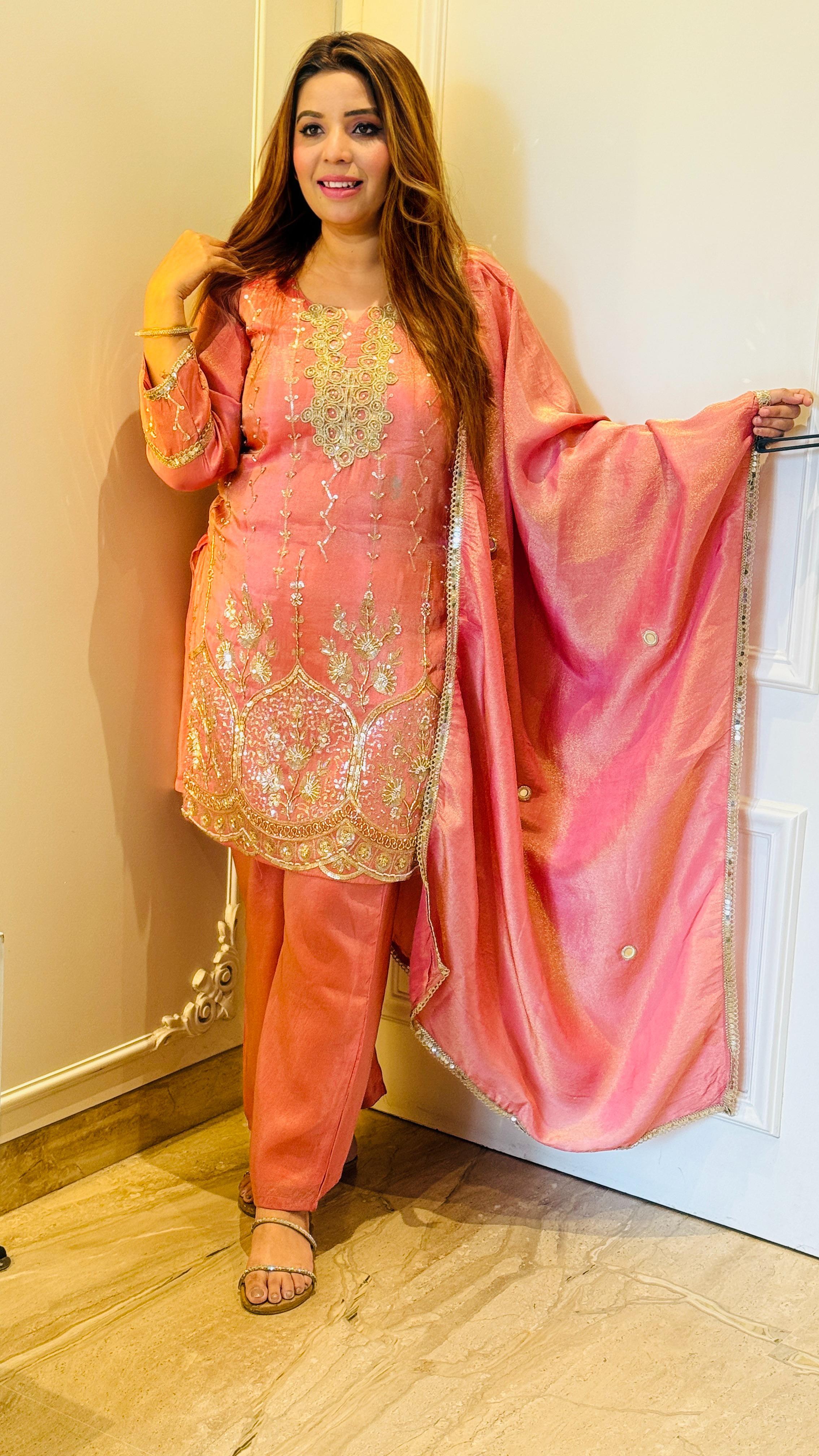 Ziya Suit Set- Yellow, Pink