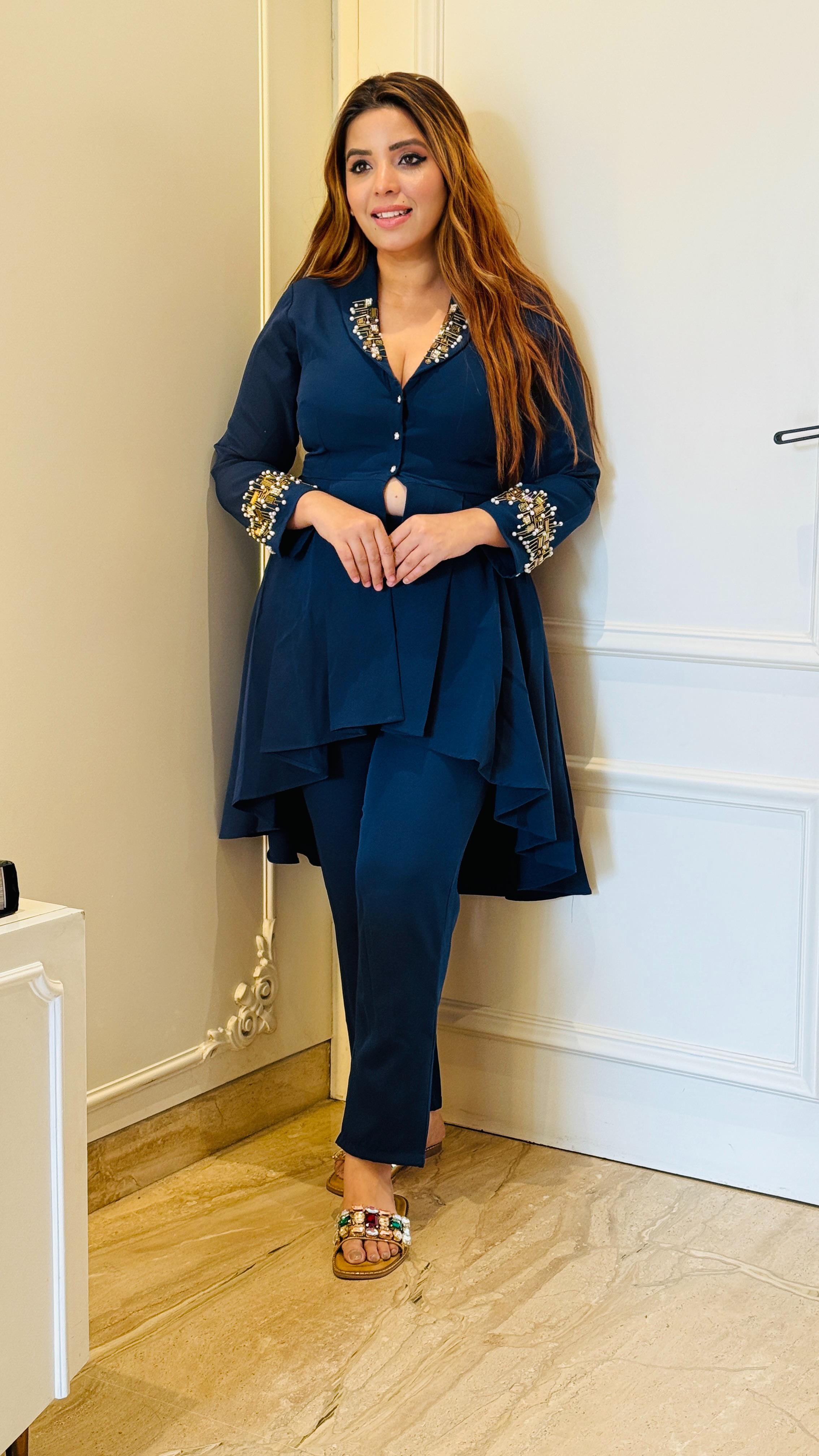 Zoya Indo-Western Set- Blue, White, Pink, Baby Pink, Black