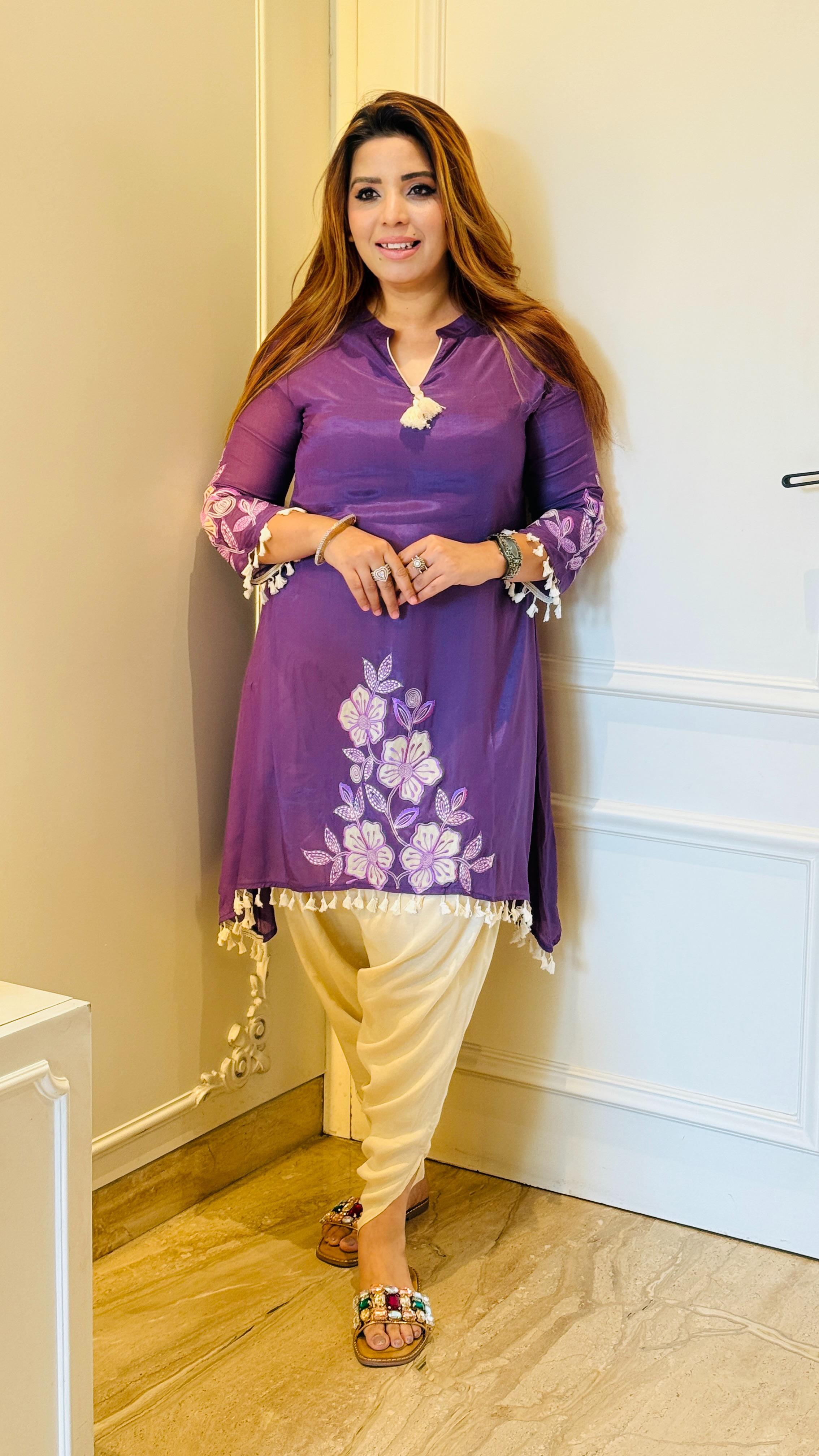 Mehar Crape Set- Black, Yellow, Pink, Red, Purple