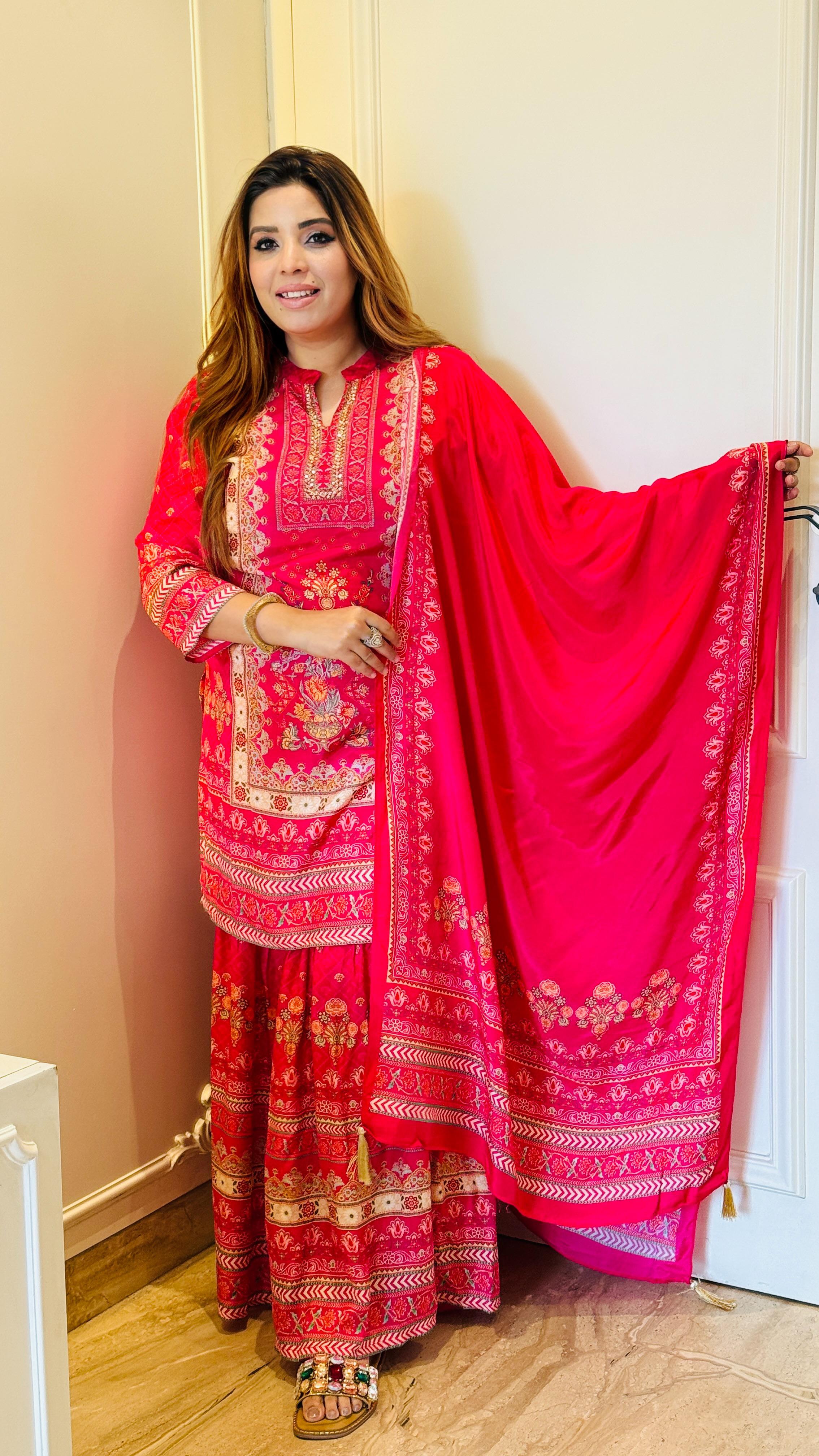 Inaaya Sharara Suit- Pink