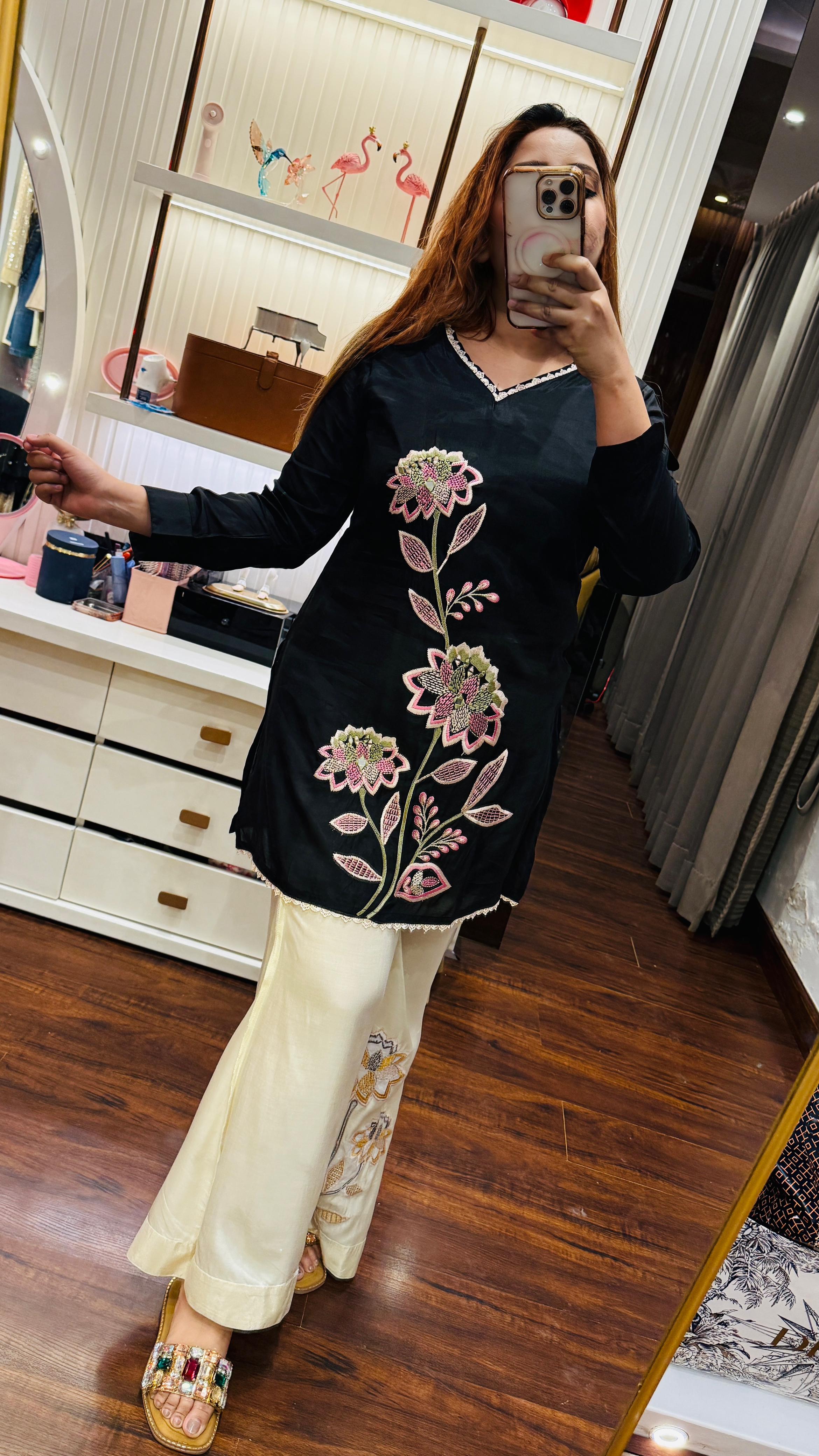 Zoya Bell Bottom Cordset- Green, Black, Purple