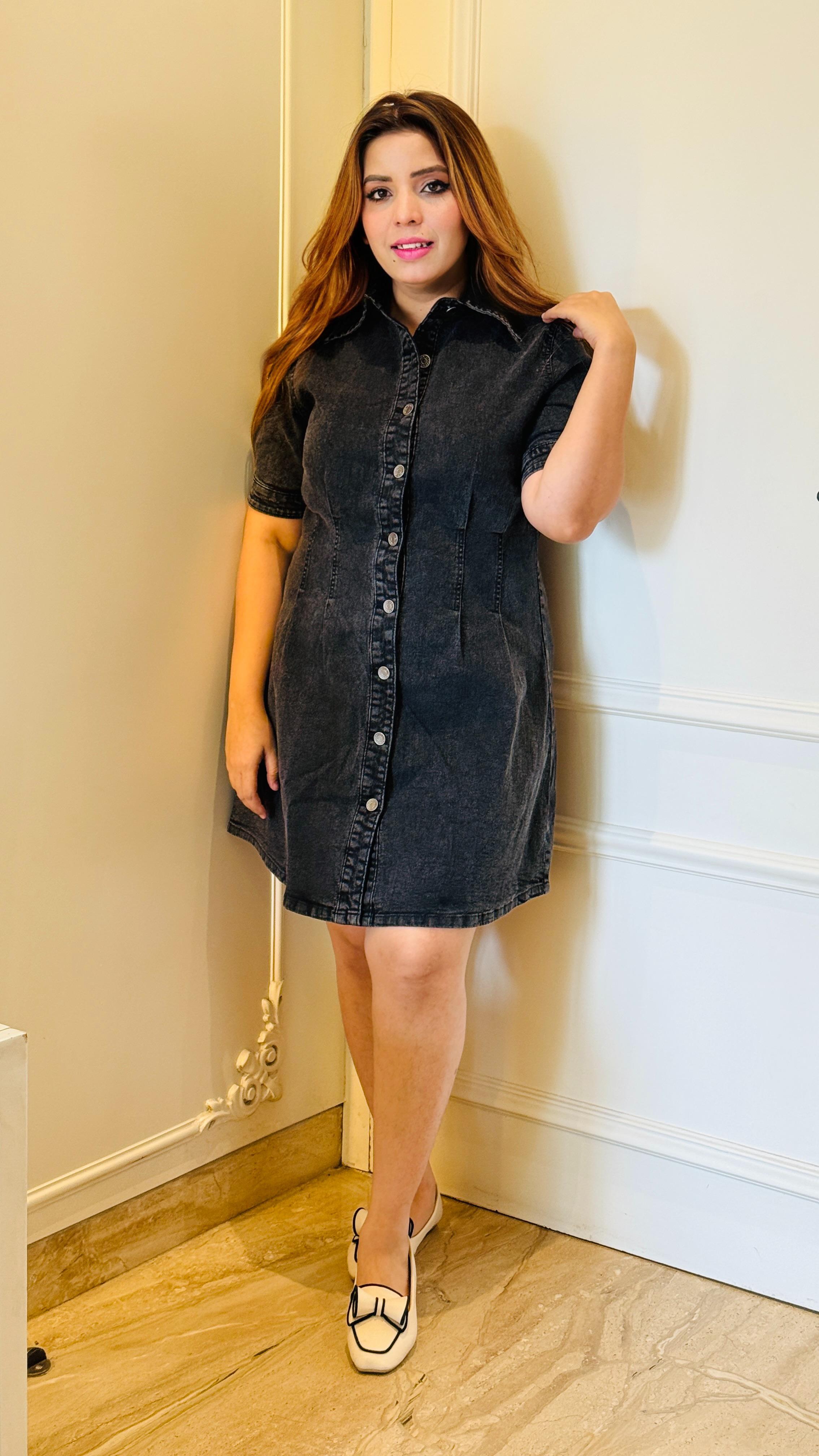 Arvya Denim Kiddi Dress- Navy, Gray, Blue, Black