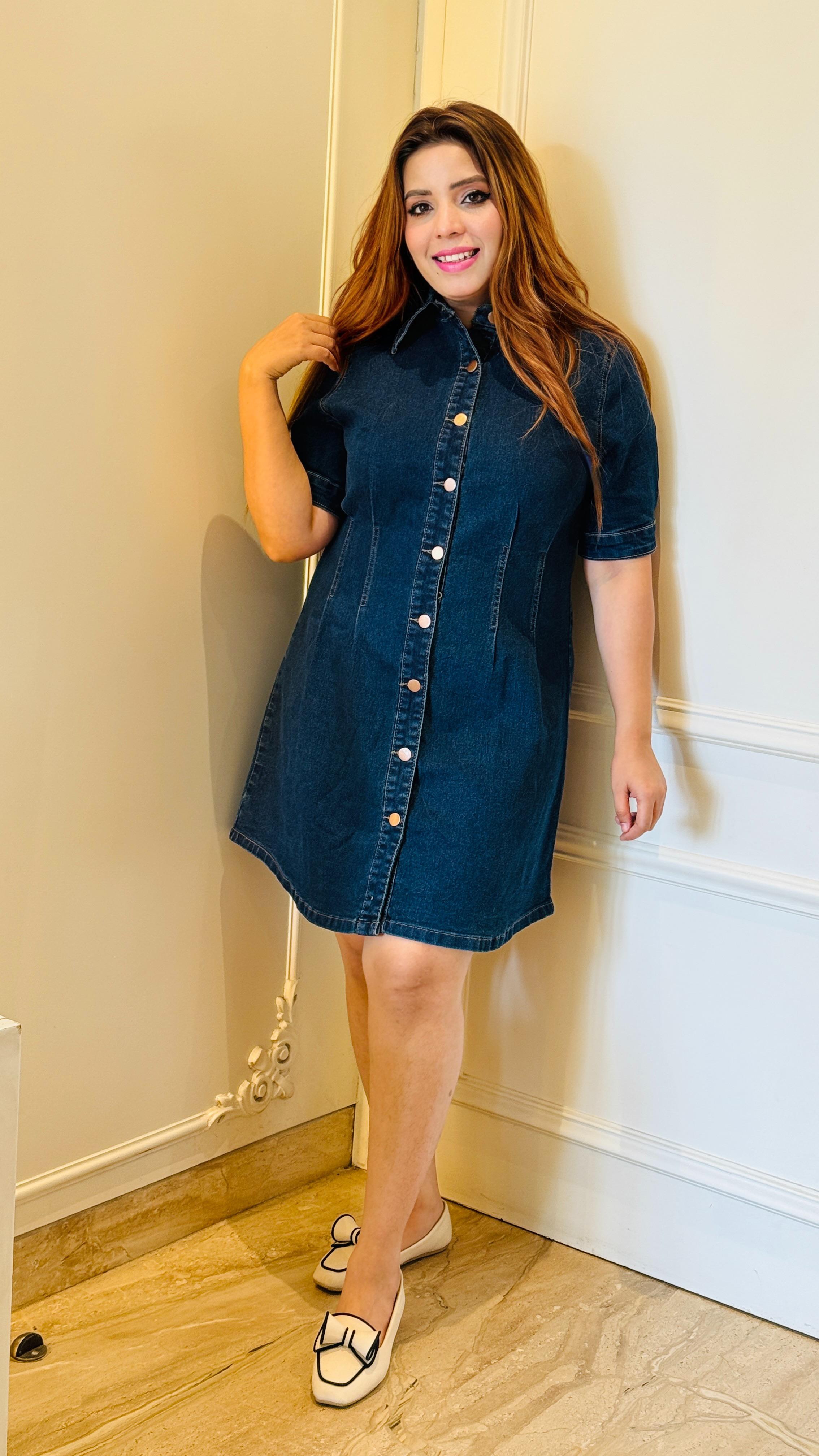 Arvya Denim Kiddi Dress- Navy, Gray, Blue, Black