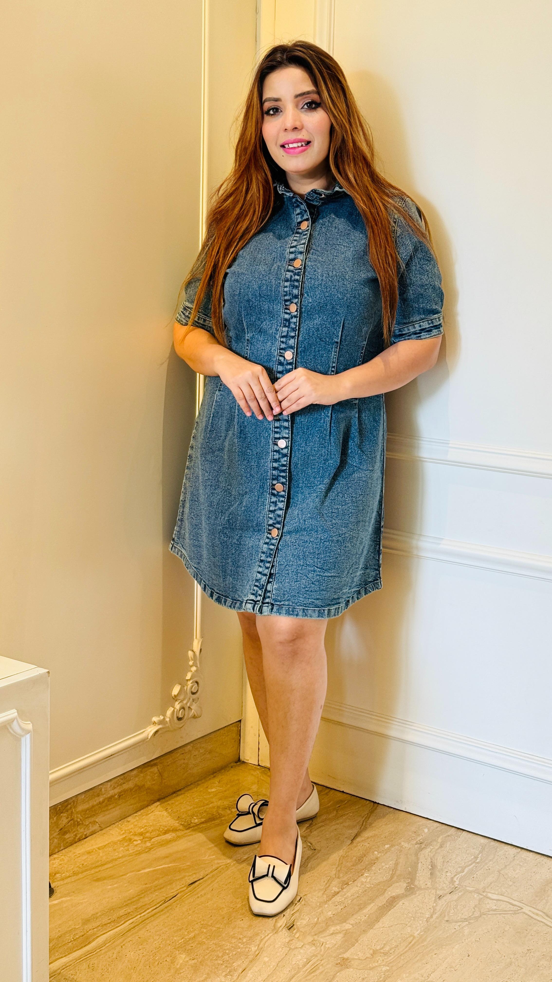 Arvya Denim Kiddi Dress- Navy, Gray, Blue, Black