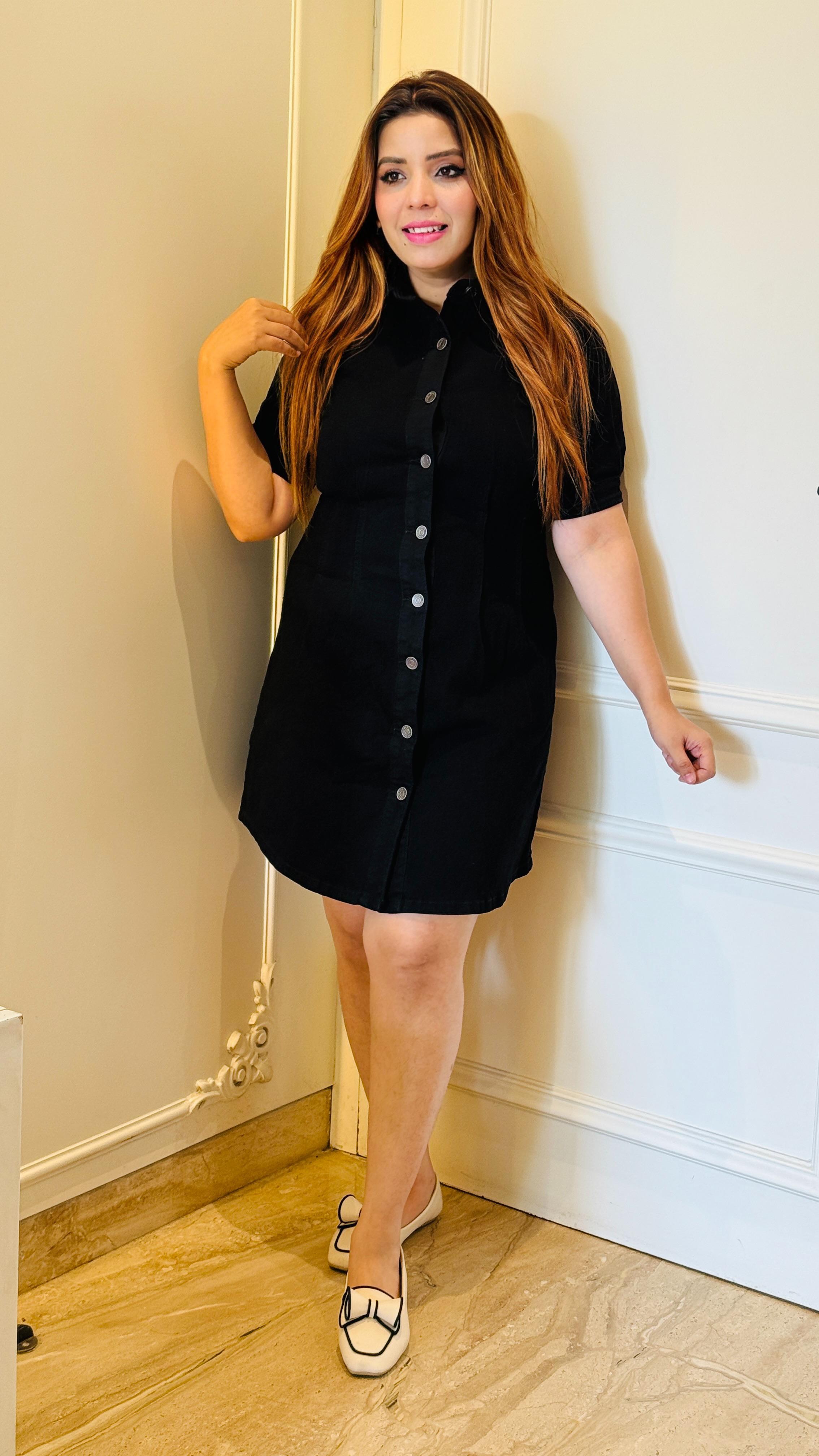 Arvya Denim Kiddi Dress- Navy, Gray, Blue, Black