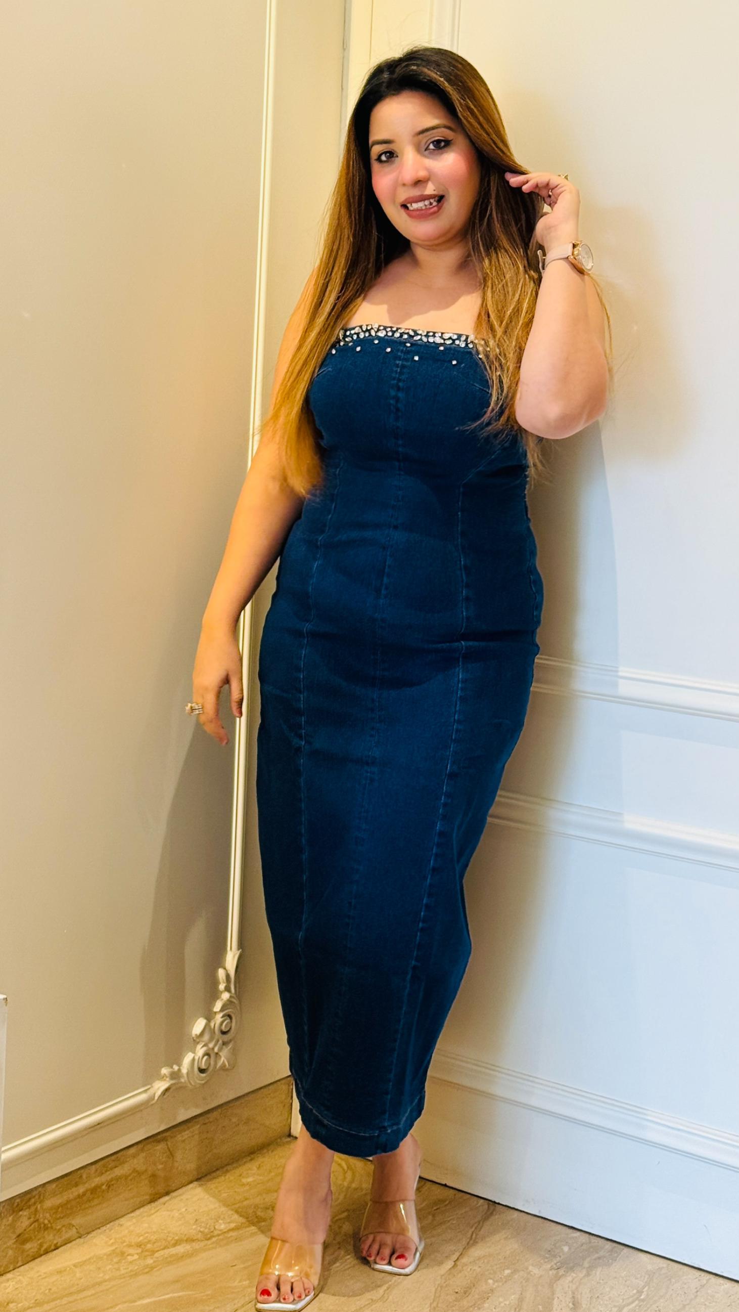 Nova Off-Shoulder Dress- Navy, Blue